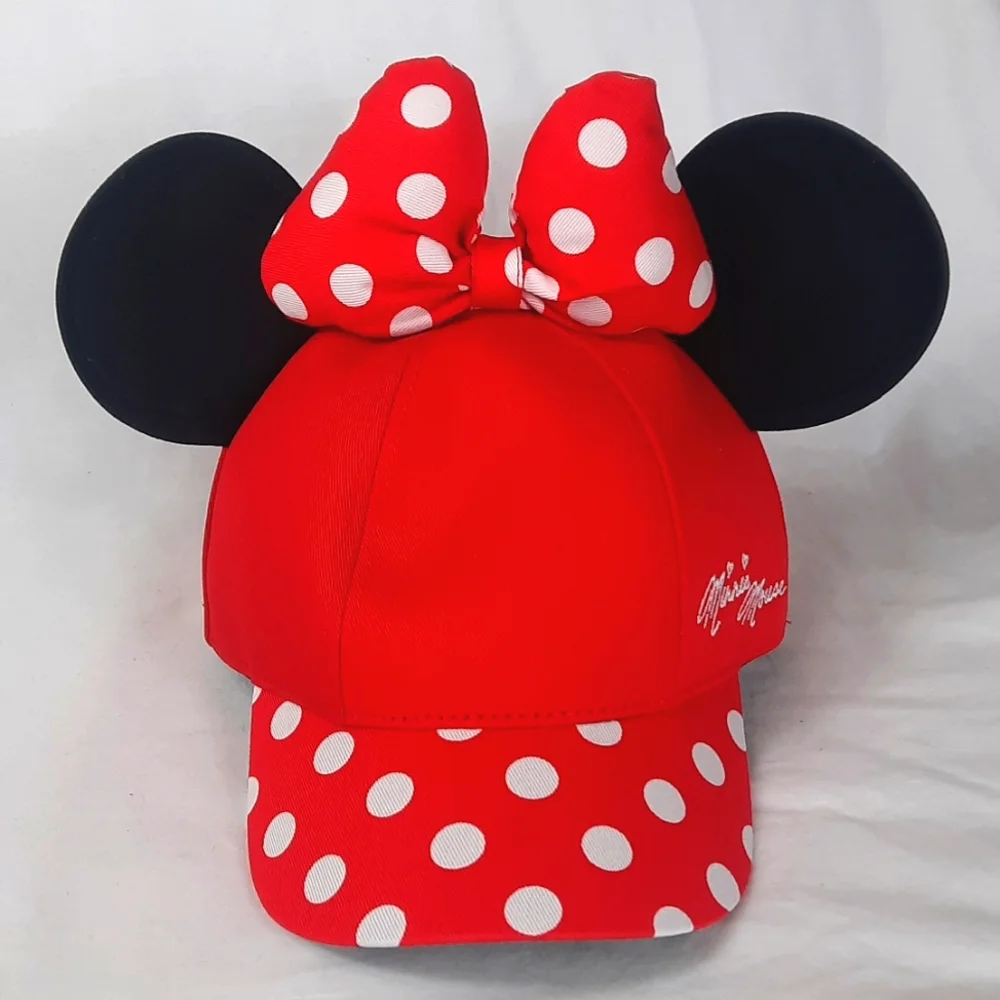 Disney Parks Resort Minnie Mouse Hat Youth OS Bow Ear Adjustable Snapback